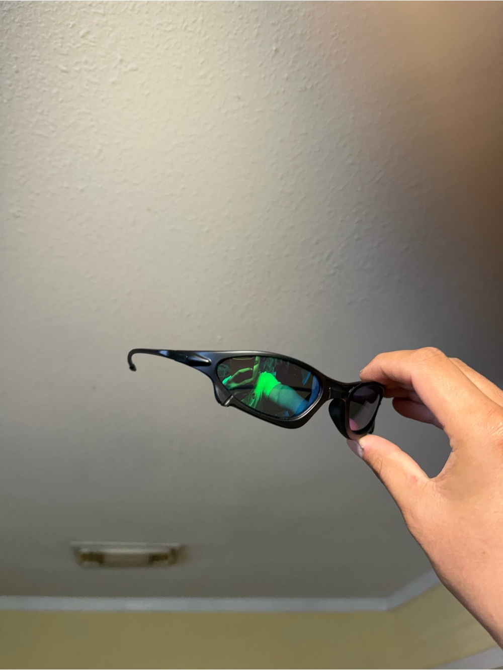 Black Sunglasses with Green Mirrored Lenses Oakley